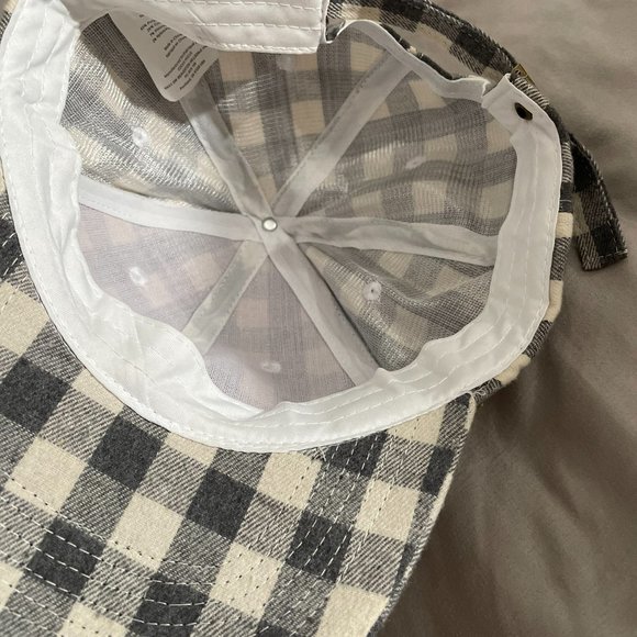 BLACK WHITE AND GREY CHECKERED HAT - Picture 2 of 2